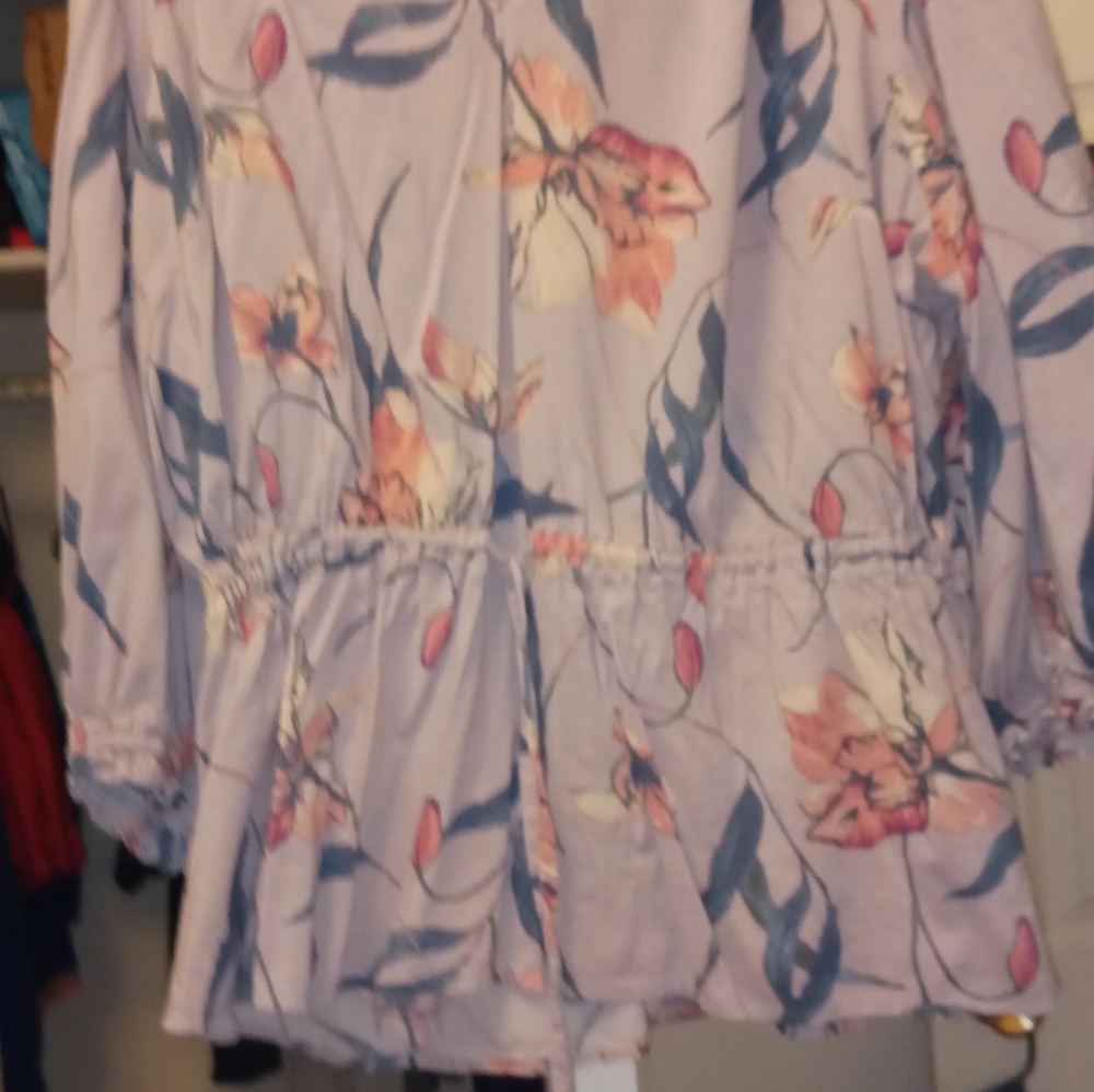 Light Purple Shirt with Multi Colored Flowerd